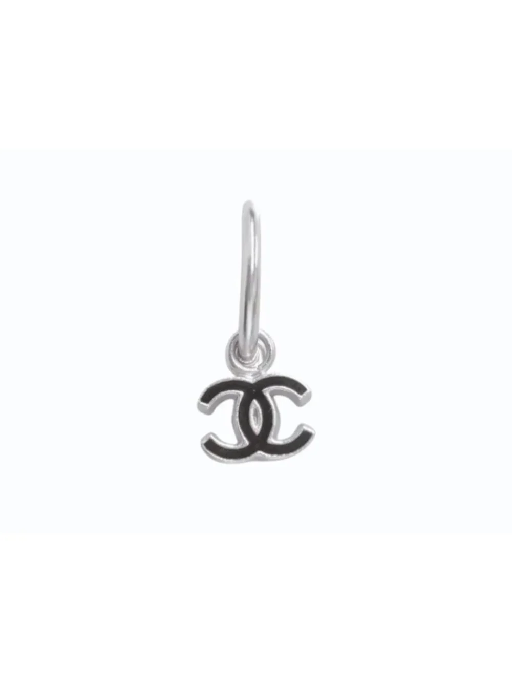 Chanel CC Logo Earrings Hoop Dangling 08 Metal Silver